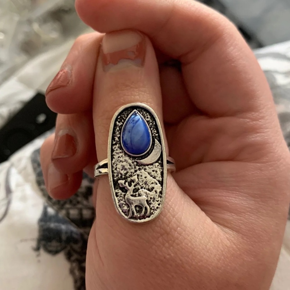 1 LEFT 🦌 Mythical Country Deer Moon Sky Retro Ring 🦌 - Picture 3 of 5